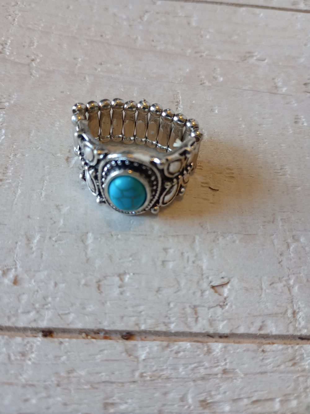 paparazzi Turquoise Cabochon Silver-Tone Stretch Ring